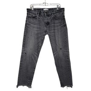 Moussy Vintage Distressed Skinny Jeans Fray Hem Ankle Charcoal Gray Size 30